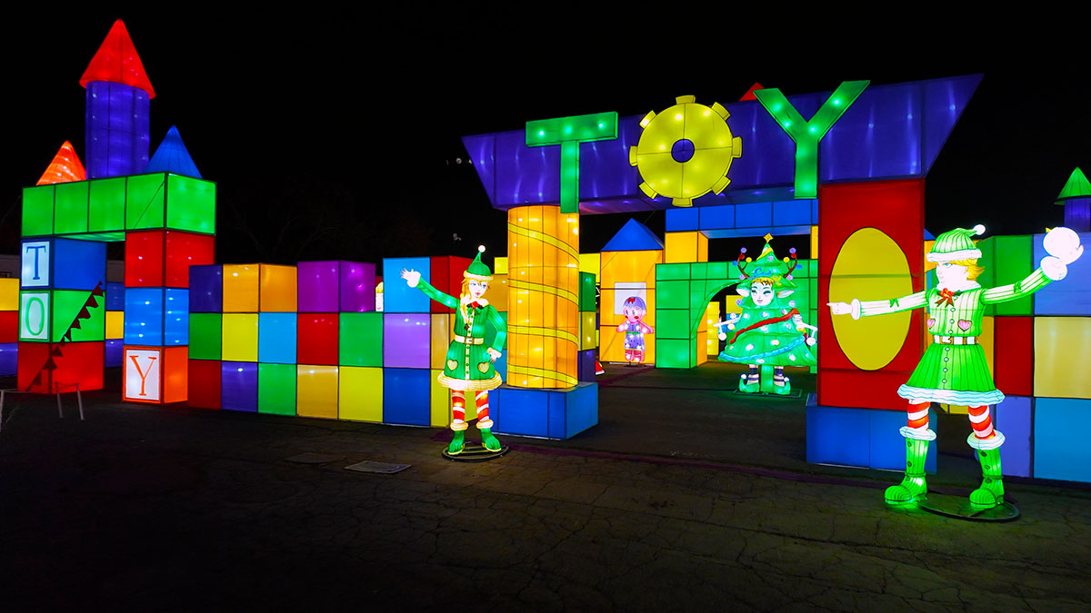 Toy Sign and Blocks of Color Lights