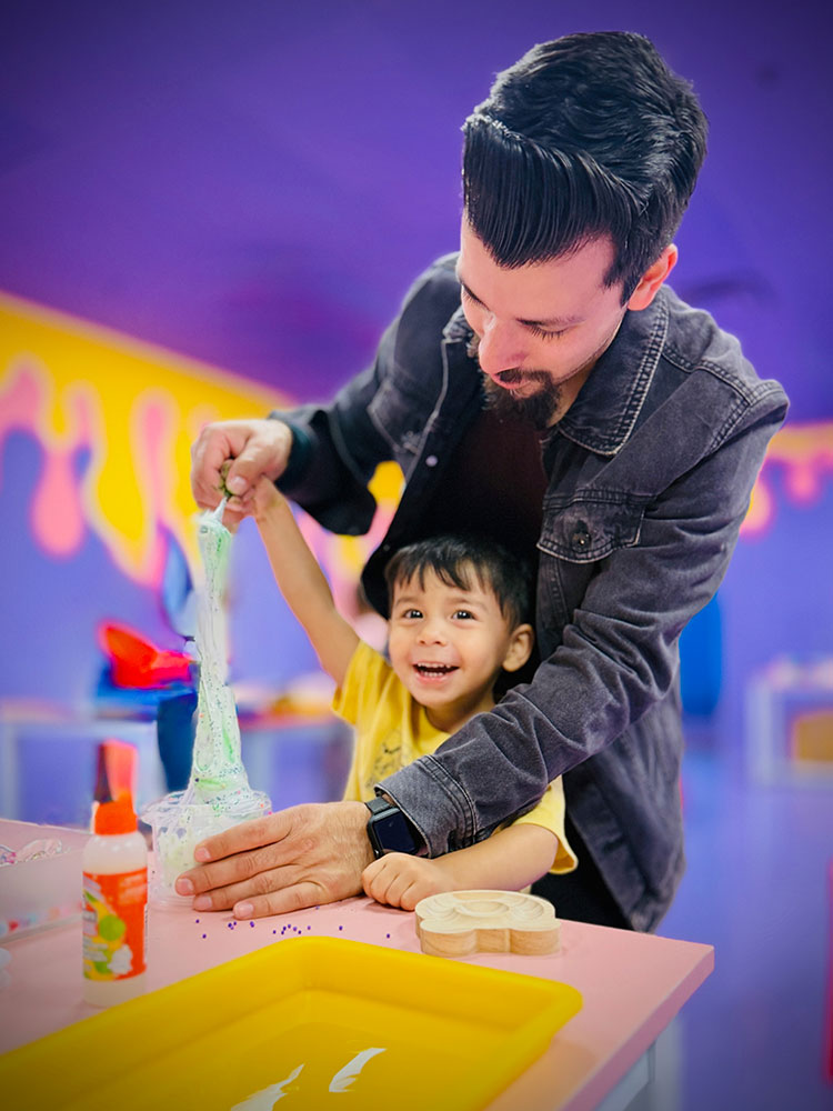 Imaginarium Slime Time Lab Father and Son Enjoying Slime Together